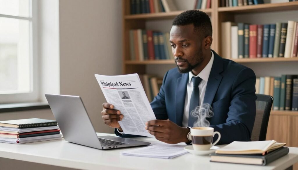 Reader comparing an article headline with its evidence on a platform